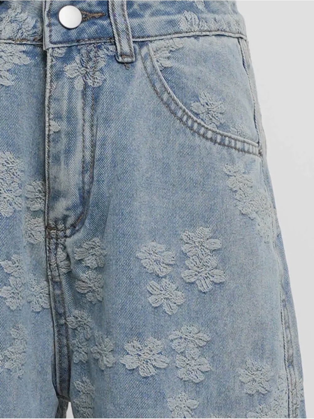 Elegant Floral Wash Wide-Leg Denim | SM127 - Picture 5 of 7